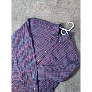 Ralph Lauren Plaid Button Down Shirt Men's Large Red Blue Long Sleeves